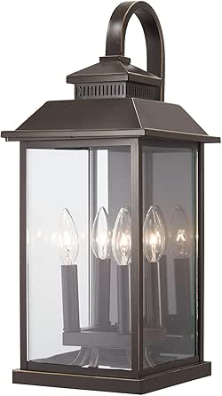 Minka Lavery Outdoor Wall Light 72592-143C Miner's Loft Exterior Wall Lantern, 4-Light 160 Watts, Oil Rubbed Bronze