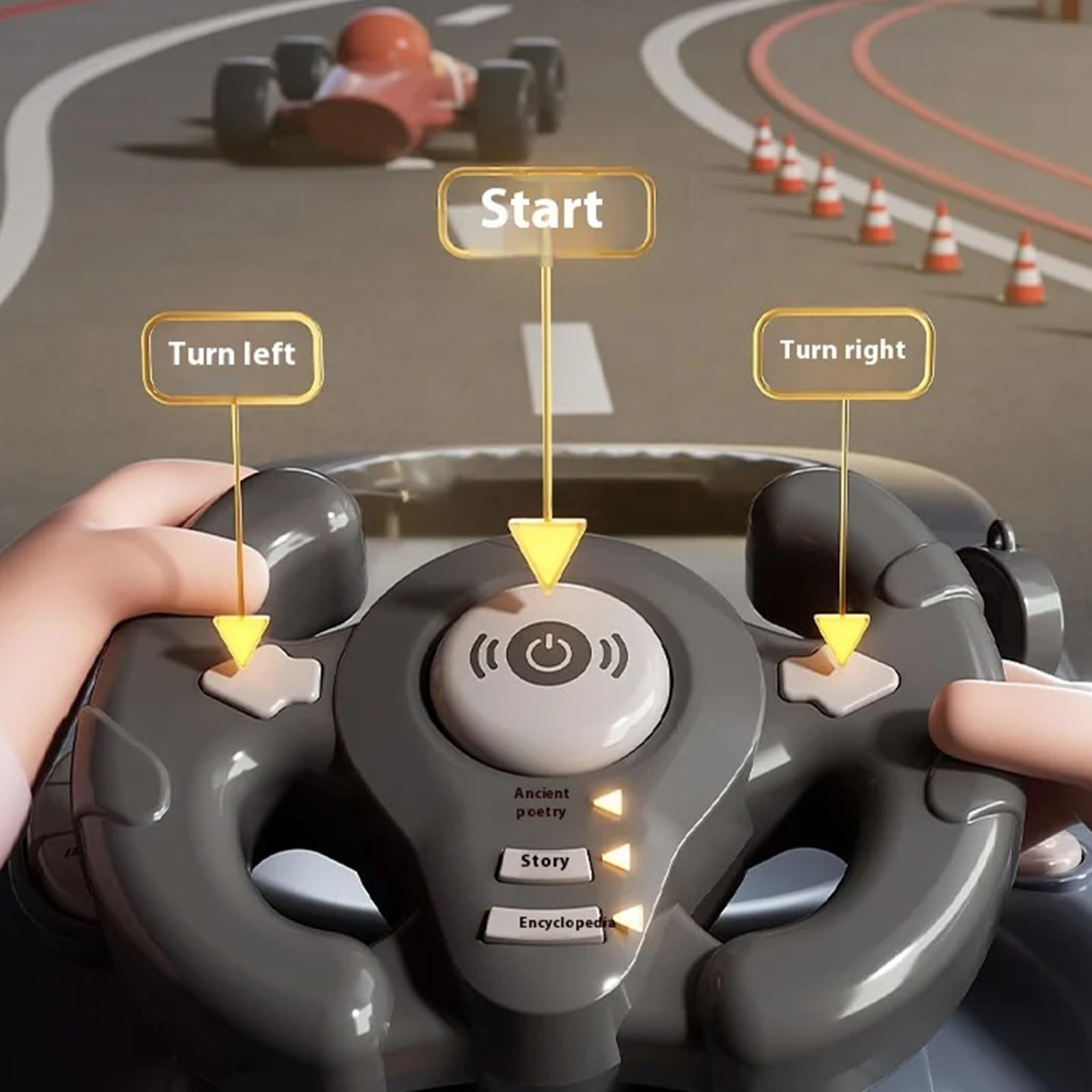 Gioco di auto da corsa simulato con effetto sonoro musicale, volante musicale, giocattolo interattivo, giocattolo interattivo, apprendimento educativo