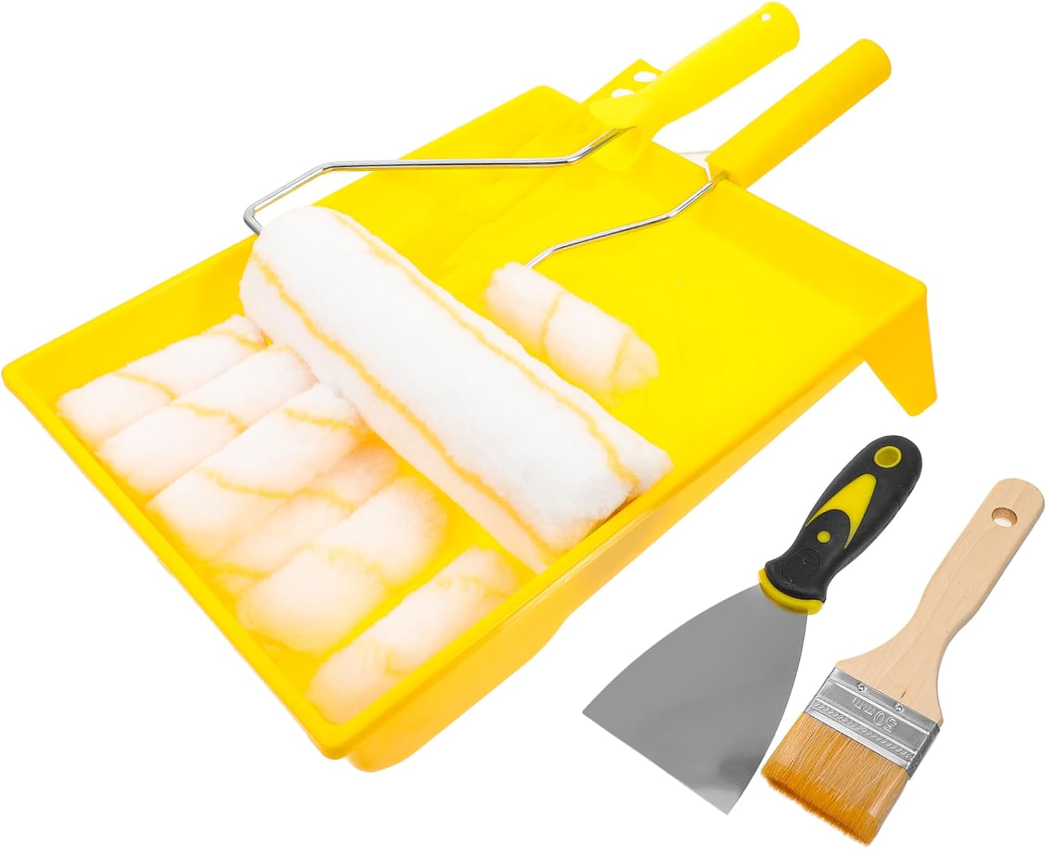 Mikikit Textured Paint Roller Set Paint Roller Kit Wall Painting Supplies Brush Bulk Brushes
