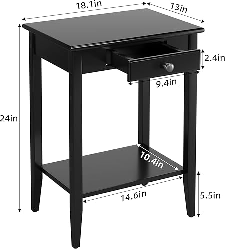 Miniatura 3 de IDEALHOUSE Mesita de noche de madera, sofá de 2 niveles con cajón, elegante mesa auxiliar para sala de estar, dormitorio, sala de estudio