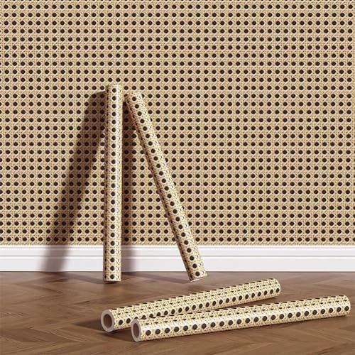 Papel pintado autoadhesivo Ray-Velocity con aspecto de ratán, resistente al agua y removible - Rollo para encimera y decoración de pared (ratán bambú, 10 m)