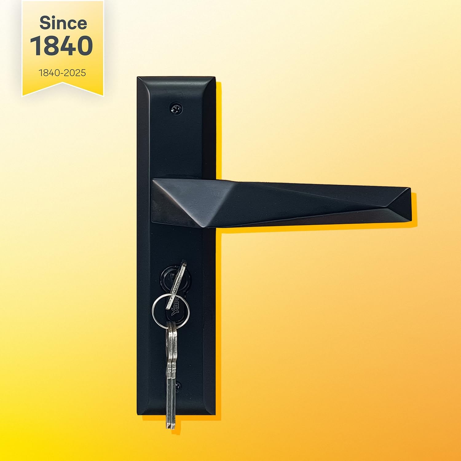Yale Mortise Lock Handle Set - 3 Keys, Matt Black -7