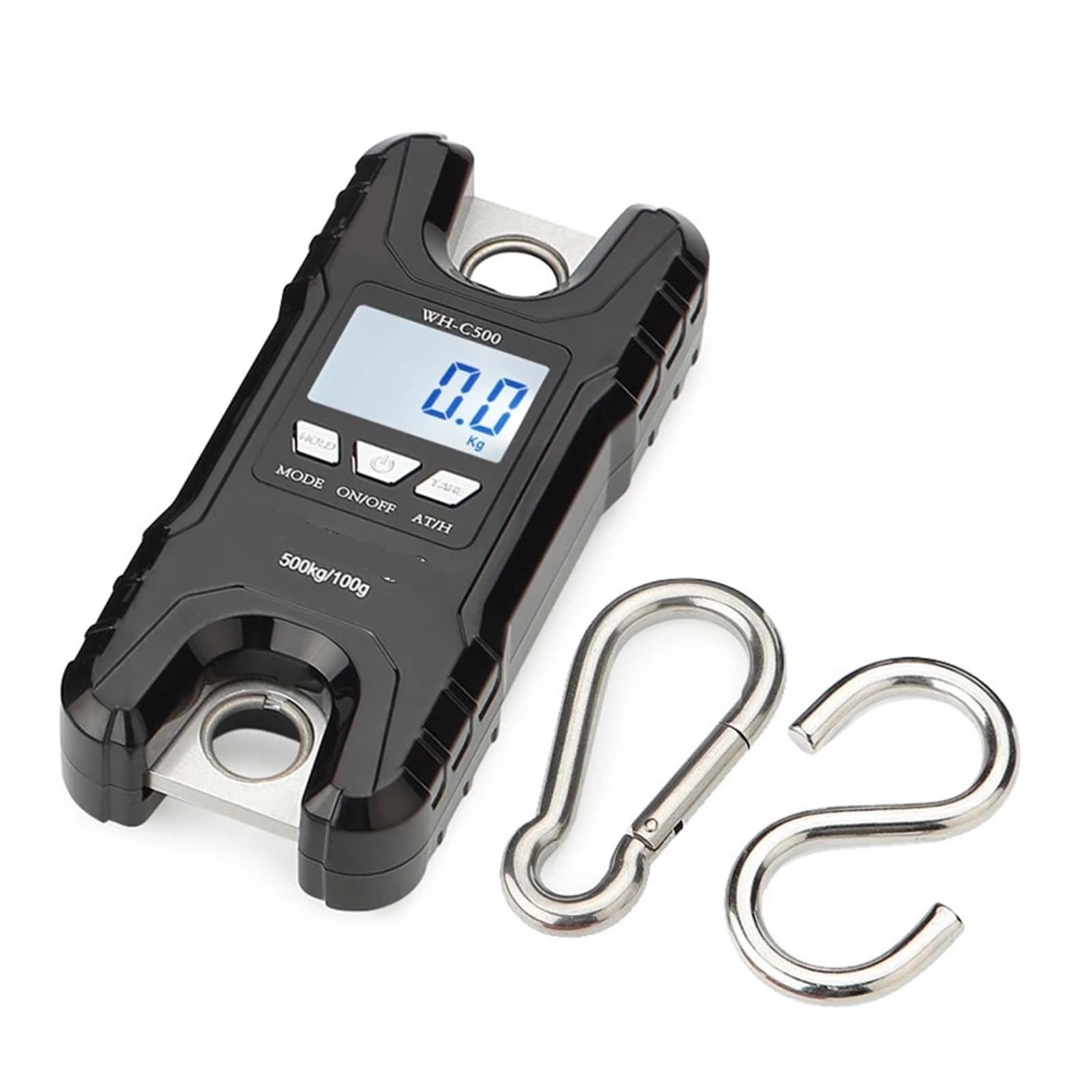 Mini Cyfrowa Waga Dźwigowa 500/300/200kg Przenośny Wyświetlacz LCD Elektroniczny Przemysłowy Heavy Duty Hak Wisząca Domowa Farma(300kg-Black)