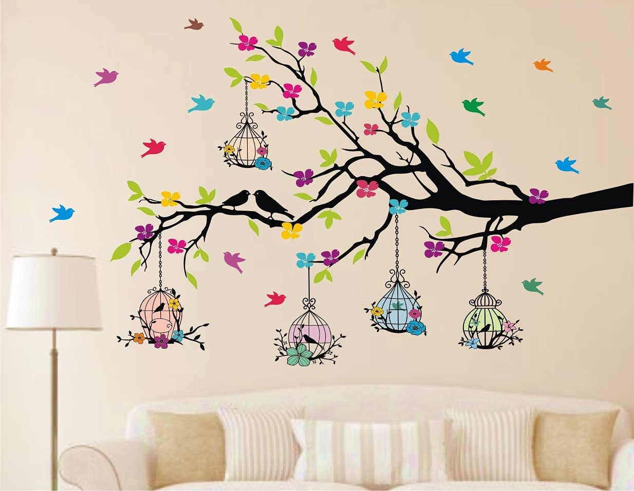 HS DECOR,PVC Vinyl Tree and Flowers Wall Sticker, 49.99 x 0.39 x 31.49 inches, Multicolour, Botanical (B0C3LWJXTW) Amazon Price History, Amazon Price Tracker