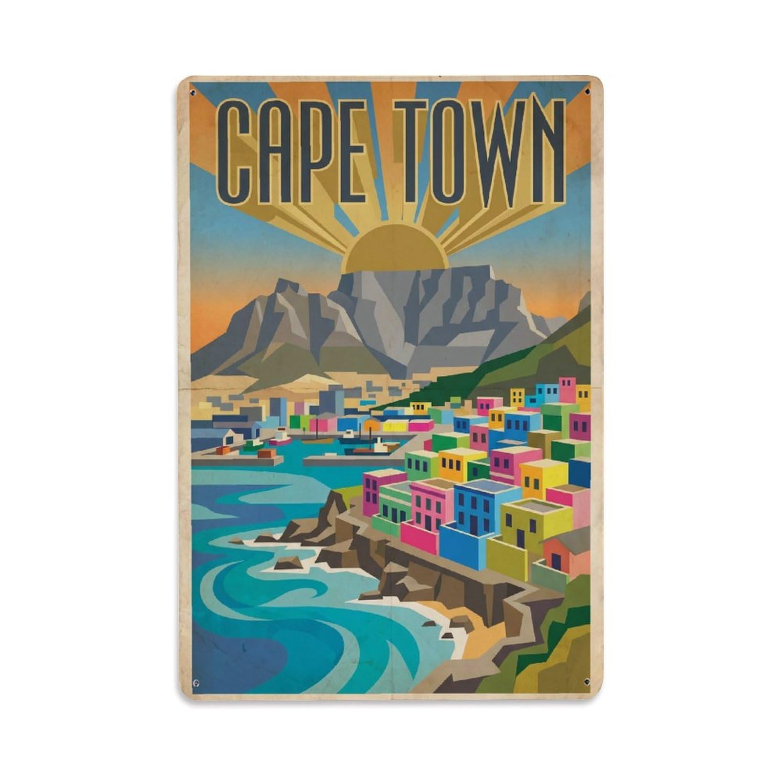 Gead 8X12inch Style Vintage Travel South Africa Cape Town Metal Tin Sign