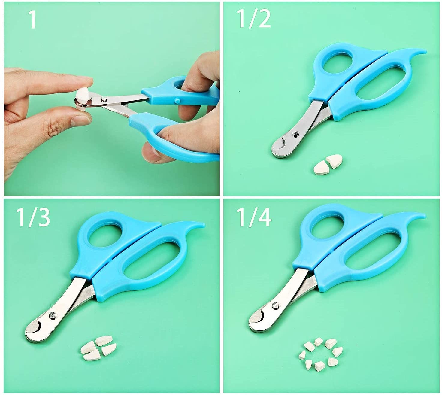 LATRAT Pack of 2 Tablet Dividers Scissors Pill Scissors Cutter with Stainless Steel Blade and Ergonomic Handle for Accurate Dosage of Small Large Pill Tablet - Image 4