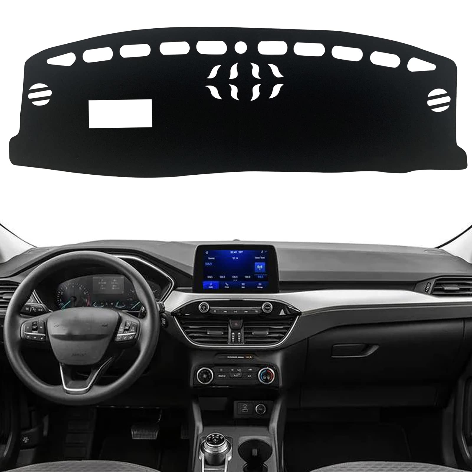 KEEGTBOX Armaturenbrett-Abdeckung Benutzerdefinierte Innen-Mittelkonsole Kompatibel mit Ford Escape Titanium SUV 2020 2021 2022 2023 Armaturenbrett-Mattenabdeckungen Zubehör (mit HUD)