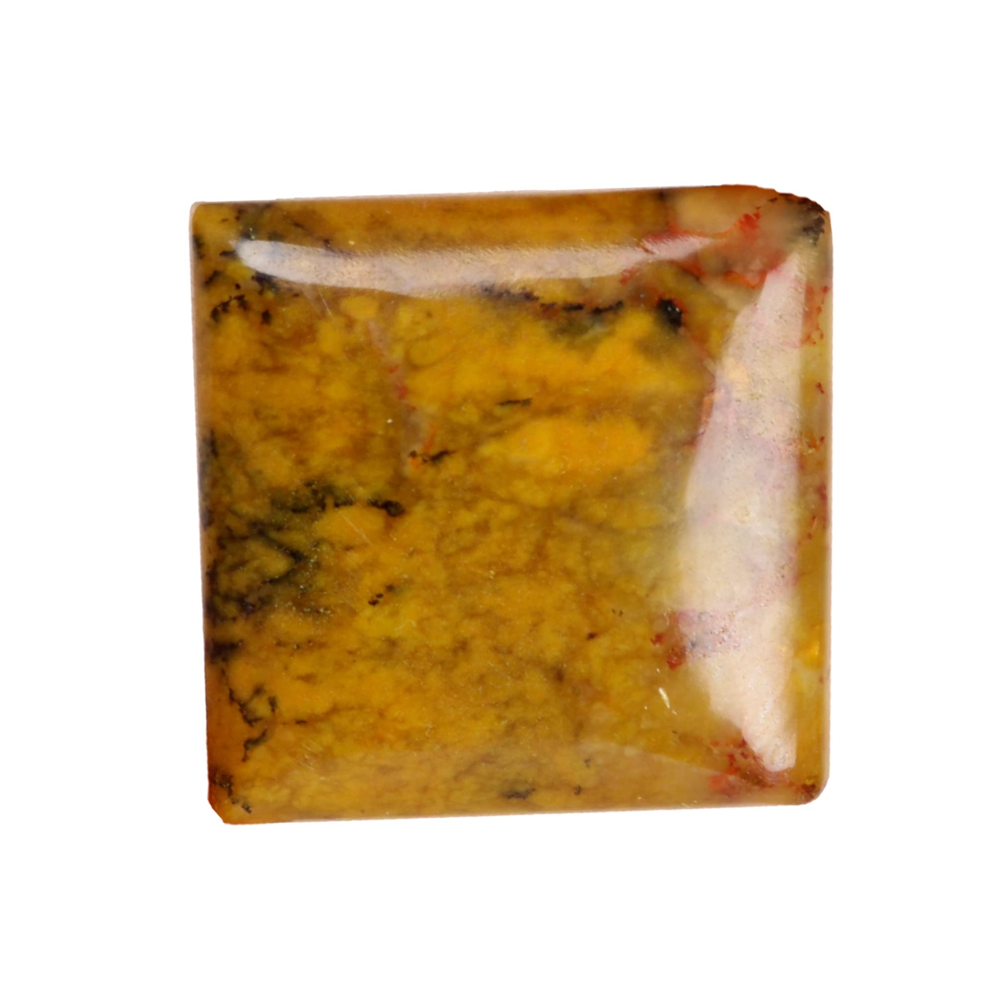 REAL-GEMS19 Ct. Natural Black Feather Agate Cabochon Square Shape Pendant Size Loose Gemstone AXB-726