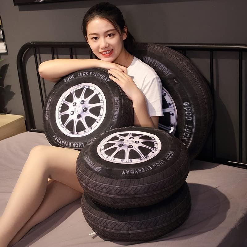 15.7''Large Tire Pillow, 3D Simulation Wheel Plush Pillow Car Tire Pillow, Tire Toy Race Car Pillows, Funny Bedroom Decor Race Car Party Birthday Gifts for Boys