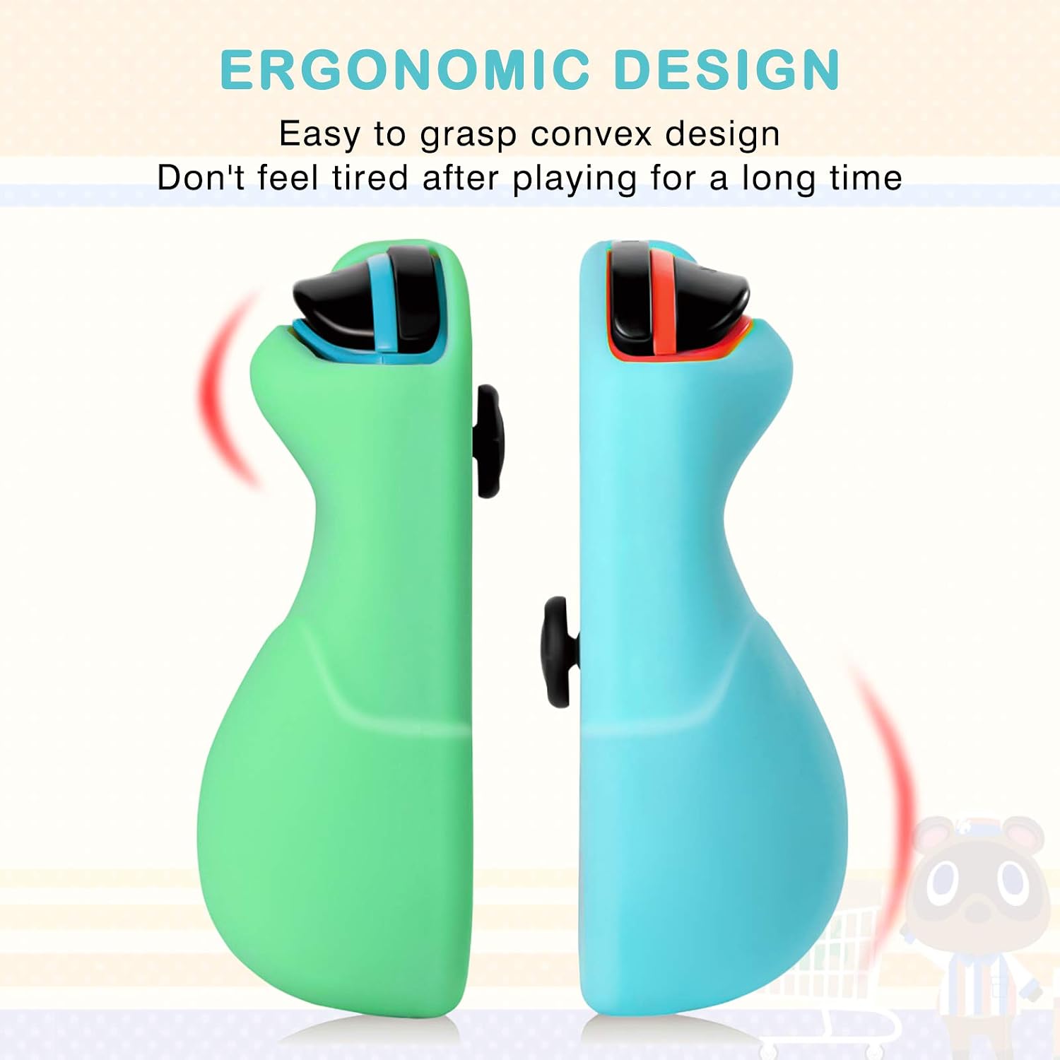DLseego Animal Crossing Protective Case Compatible with Switch,3 in 1 Protective Grips Case with [2 Pack] Screen Protector &Leaf Thumb Grip Caps for Accessories Kit-Green+Blue