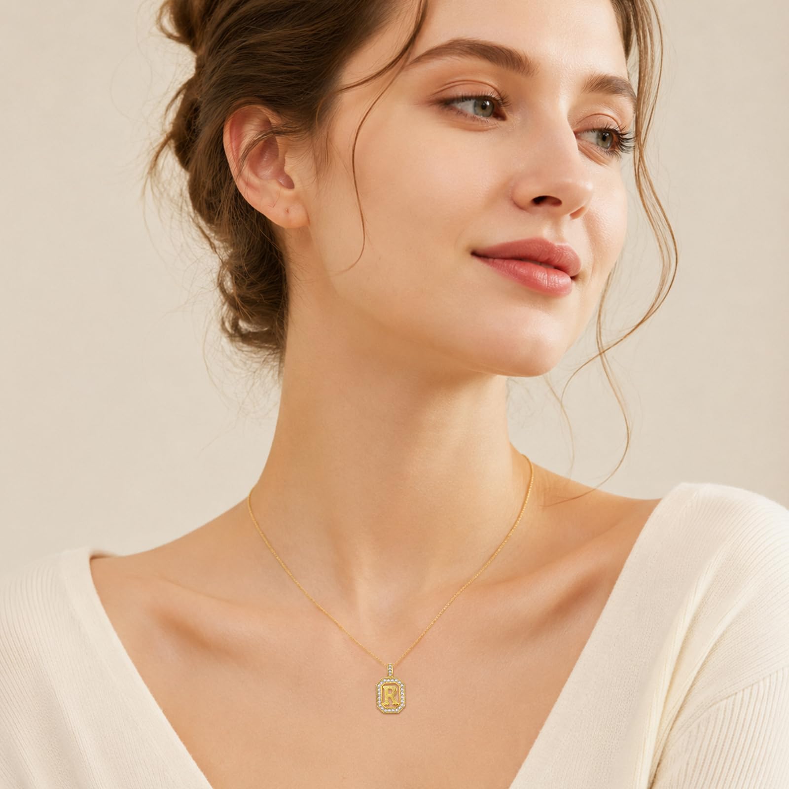 Kette mit Buchstaben für Damen Frauen Buchstaben A-Z Anhänger | 14K Vergoldet Schmuck, Geschenk für Geburtstag, Valentinstag und Weihnachten Inklusive Schmuckschachtel