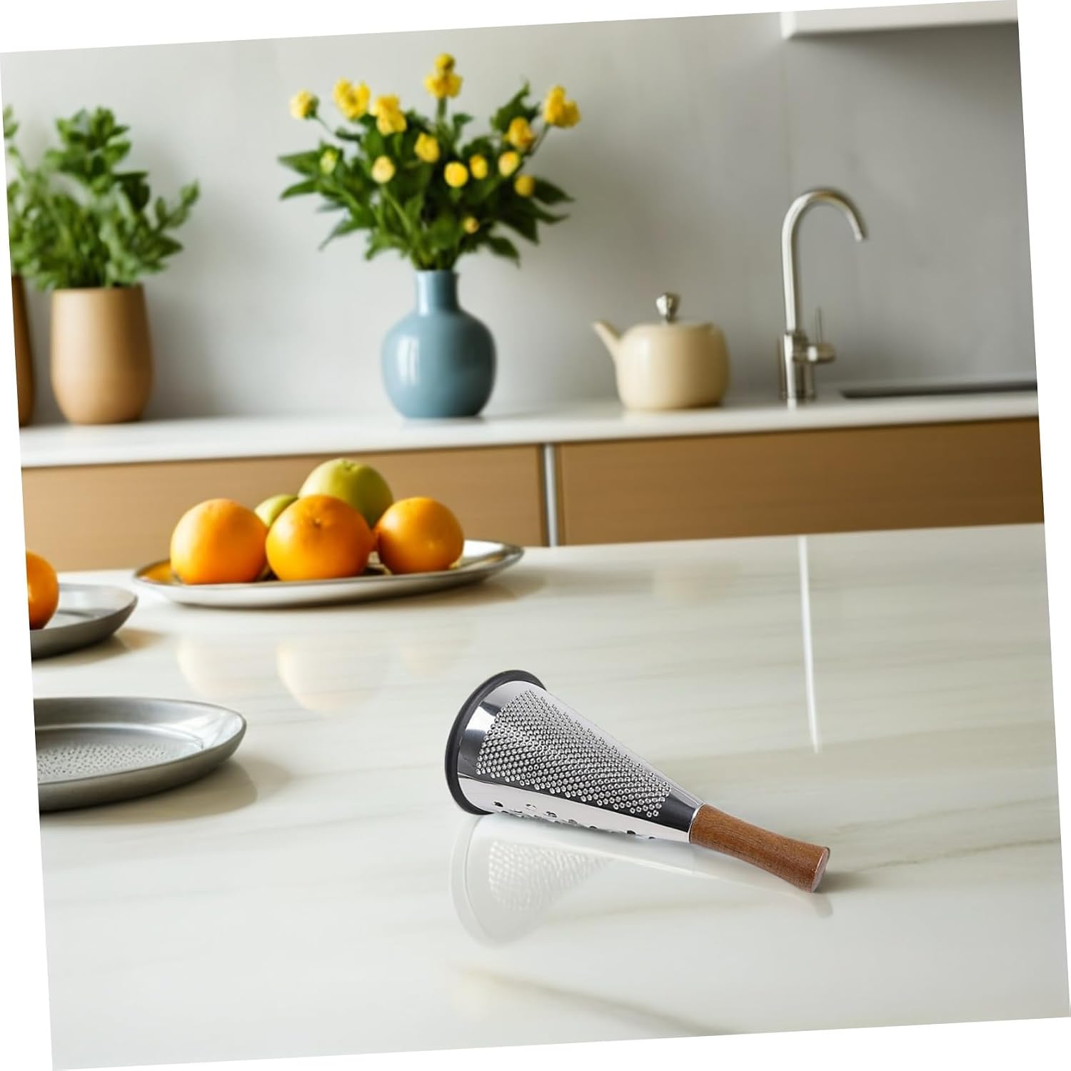 Sturdy Cheese Grater with Ergonomic Wood Handle, Stainless Steel