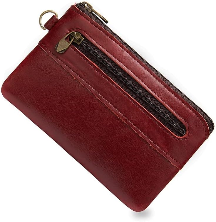Men's And Women's Purses Coin Purse Retro Cowhide Zipper Card Bag Credit Coin Bag(D)