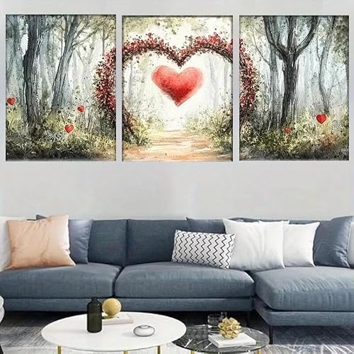 JKEVCBIAX Modern Minimalist Nature Pathway- Forest Heart Arch, for Minimalist Aesthetic Indoor Wall Decor(20x30cmx3/NO frame)
