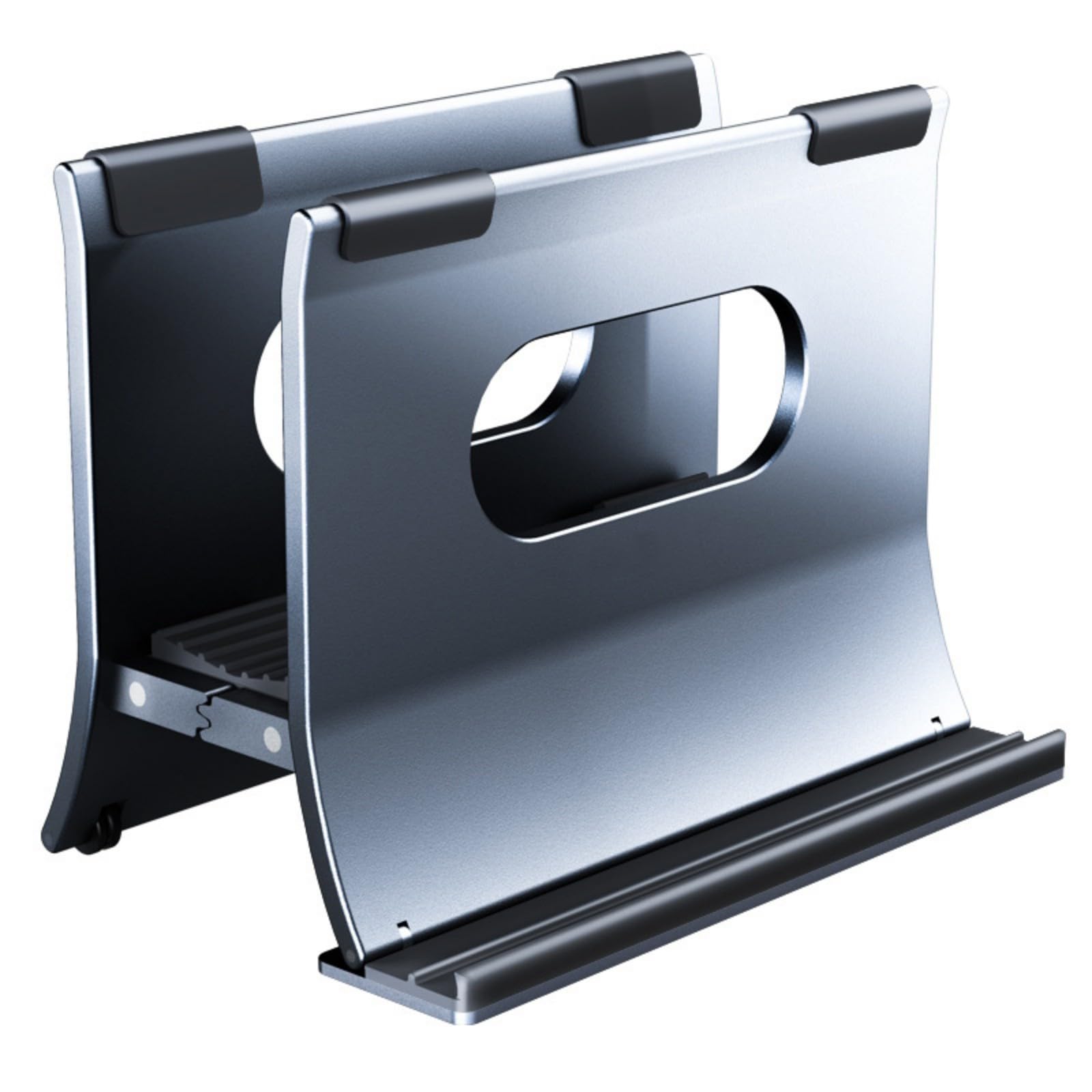 Supporto verticale per laptop con blocco automatico gravitazionale in alluminio ampiamente utilizzato per più modelli di notebook grigio spazio ampio supporto di compatibilità