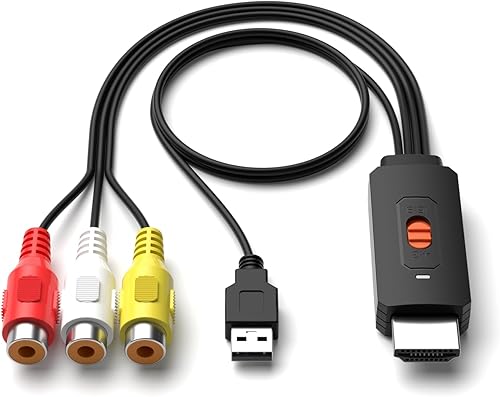 Miniatura 10 de Dingsun Convertidor RCA a HDMI, adaptador AV a HDMI, convertidor de audio compuesto/CVBS/video compatible 1080P/720P para HD
