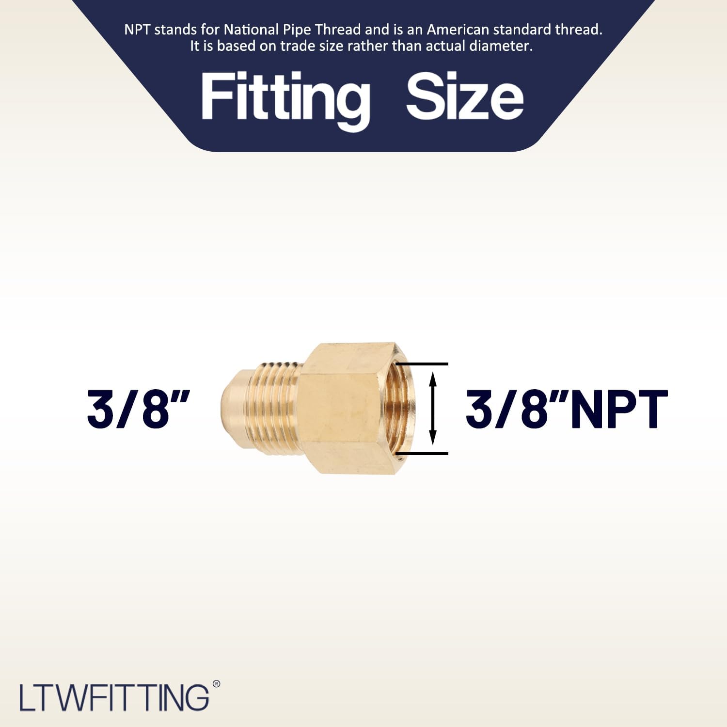 Brass Flare 3/8" OD x 3/8" Female NPT Female Connector Tube Fitting(Pack of 5)