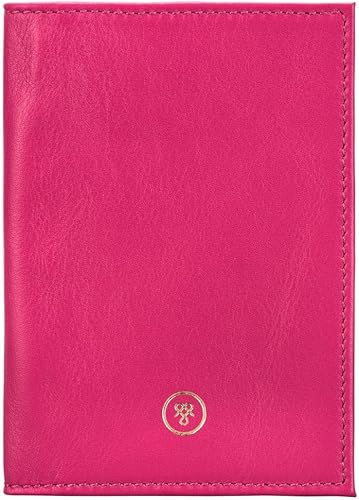 Maxwell Scott - Funda para pasaporte de piel de lujo, diseño de napa de Prato, hecho a mano en Italia, Rosado, Cartera de viaje