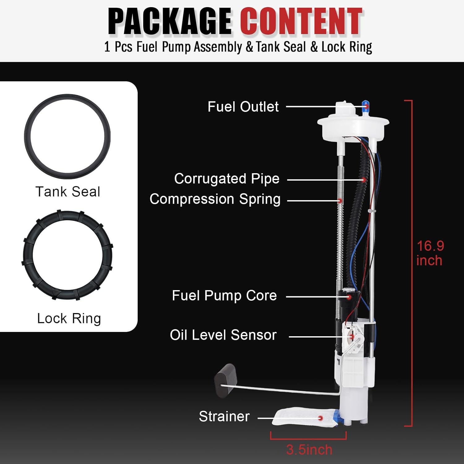 47-1012 2204402Electric Fuel Pump Assembly Compatible with Polaris Ranger 4X4 800 EFI/4X4 800 EFI CREW/6X6 800 EFI/6X6 800/CREW 800/XP 800 2011 2012,Replace OE#, 47-1012, 2522139, 2522139, HFP-A3963