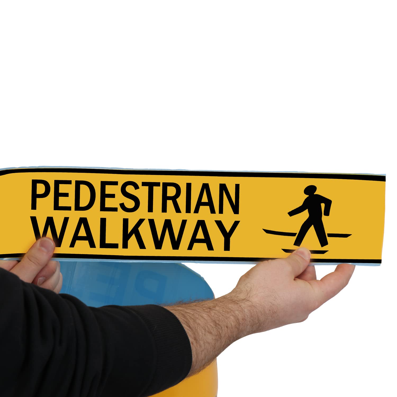 SmartSign Yellow 4 inch x 100 feet Pedestrian Walkway Floor Marking Tape, 32 mil Vinyl Floor Tape, Superior Mark Industrial Use Safety Tape with Beveled Edges, Strong Adhesive
