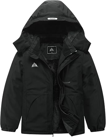 Kids Ski Jacket Waterproof Winter Coat Boys and Girls Fleece Snowboarding Jackets with Detachable Hood
