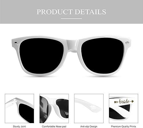 Miniatura 3 de LADY&HOME Paquete de 10 lentes de sol para despedida de soltera, damas de honor y novia para fiesta de novia, despedida de soltera (neón)