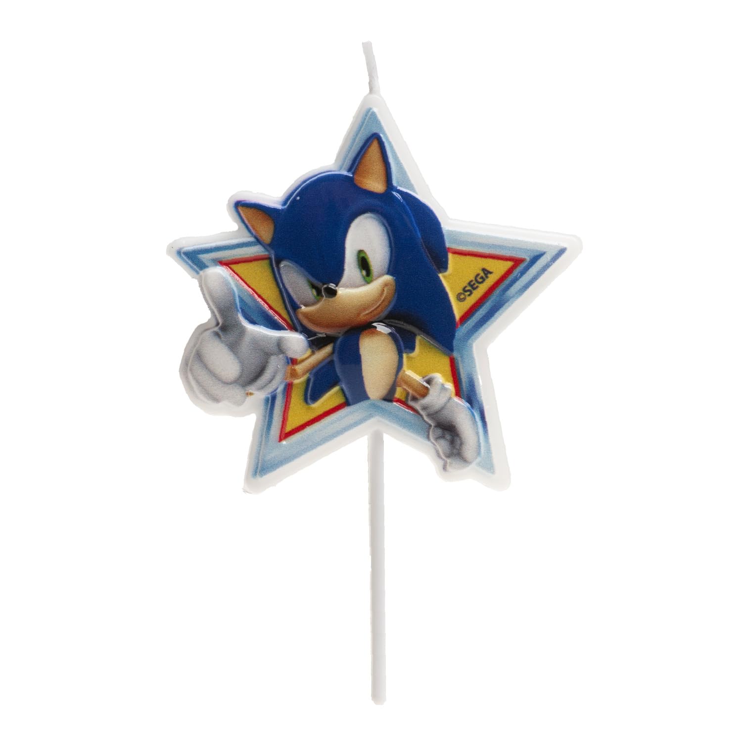 dekora – Sonic The Hedgehog Birthday Candle 11 cm for Cakes and Cupcakes, Reusable with Holder, Ready to use