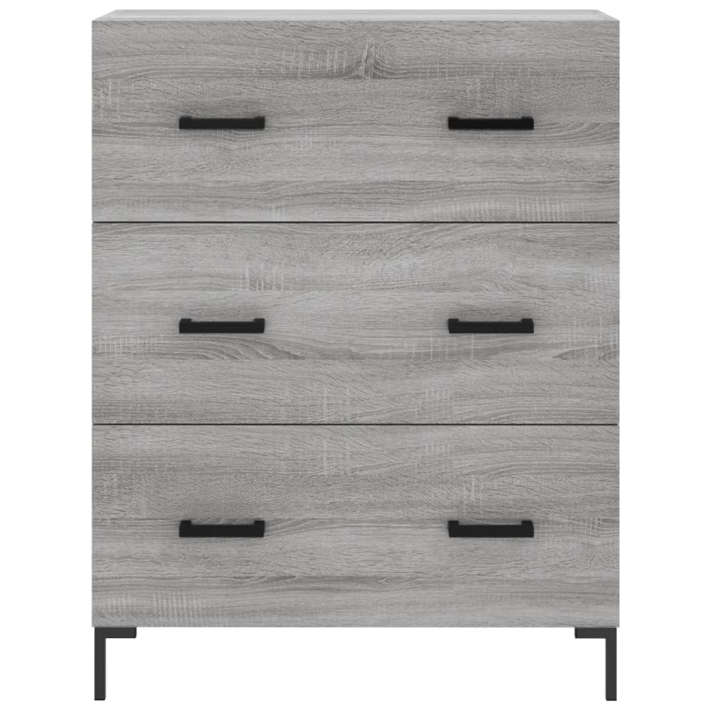 Wysoki kredens Sonoma szara sklejka wysoki kredens z żelaznymi drzwiami i nogami, eleganckie meble do przechowywania do organizacji domu 69,5 x 34 x 18