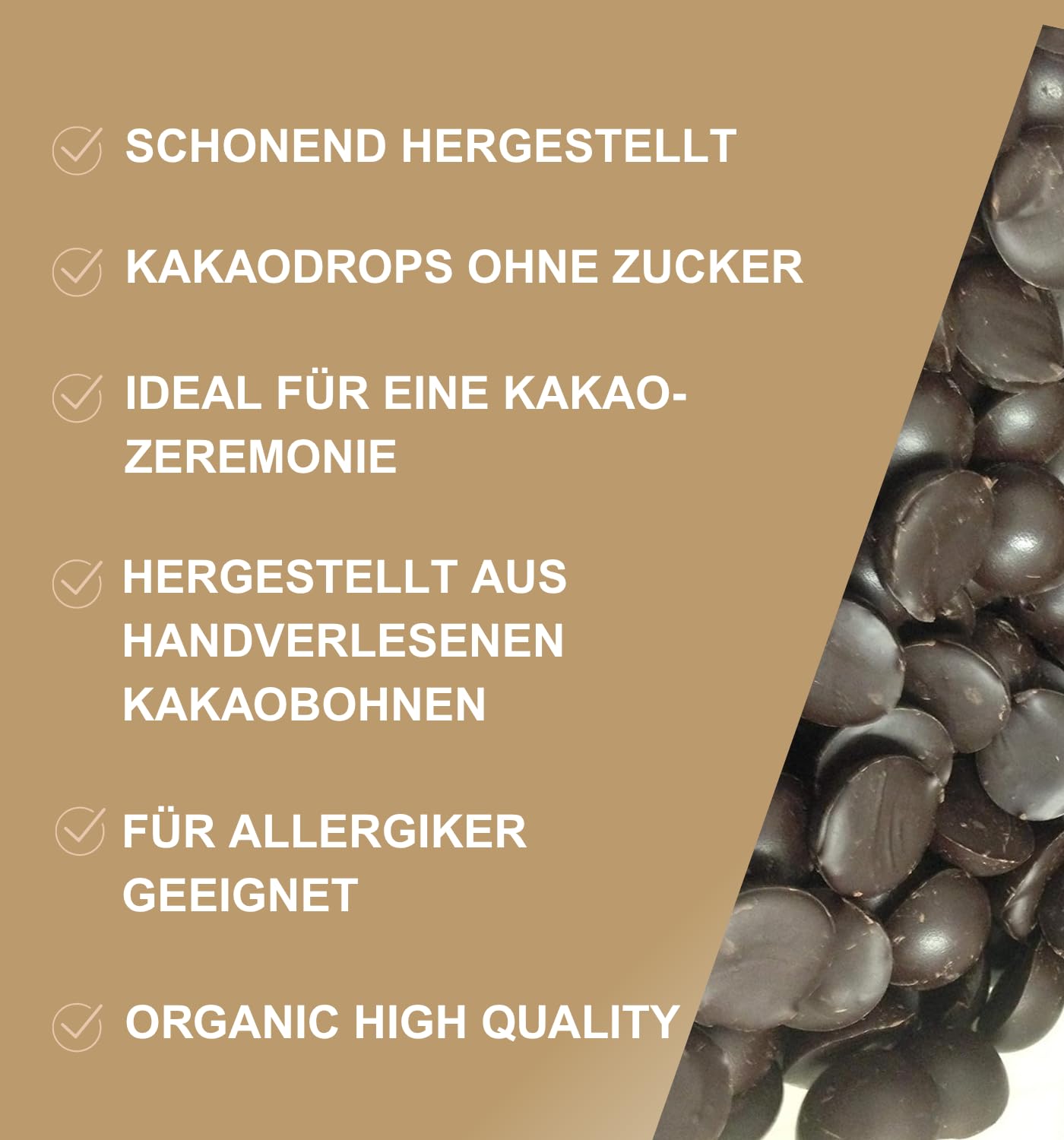 Edelmond 100% Kakaobohne für heiße Trink Schokolade. Kein Pulver! Dunkler Vollkakao mit eigener Kakaobutter. Nachfüllpack (750 g)