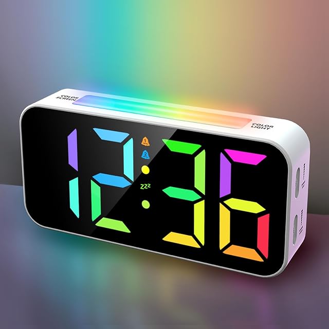 Alarm Clocks Bedside, Digital Alarm Clock with Night Light, Large LED Display, Full Range Brightness, Snooze, 12/24H, Loud Alarm Clocks for Heavy Sleepers, Bedside Alarm Clock for Kids, Seniors