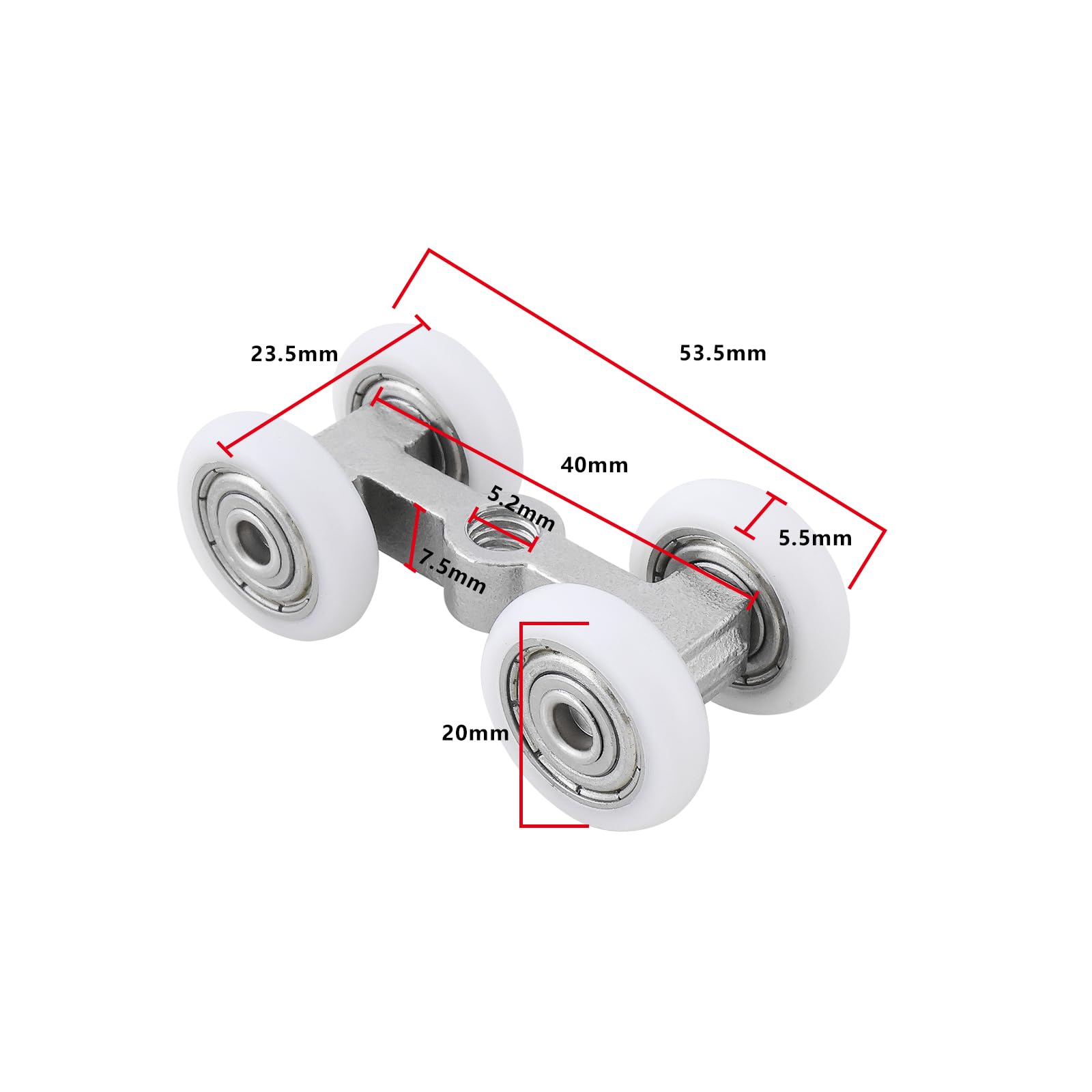 YINETTECH 2Pcs Sliding Door Roller 304 Stainless Steel Bearing Small Hanging Wheel Roller for Home Sliding Door Bathroom Glass Door 23.5x40x20mm - Image 4