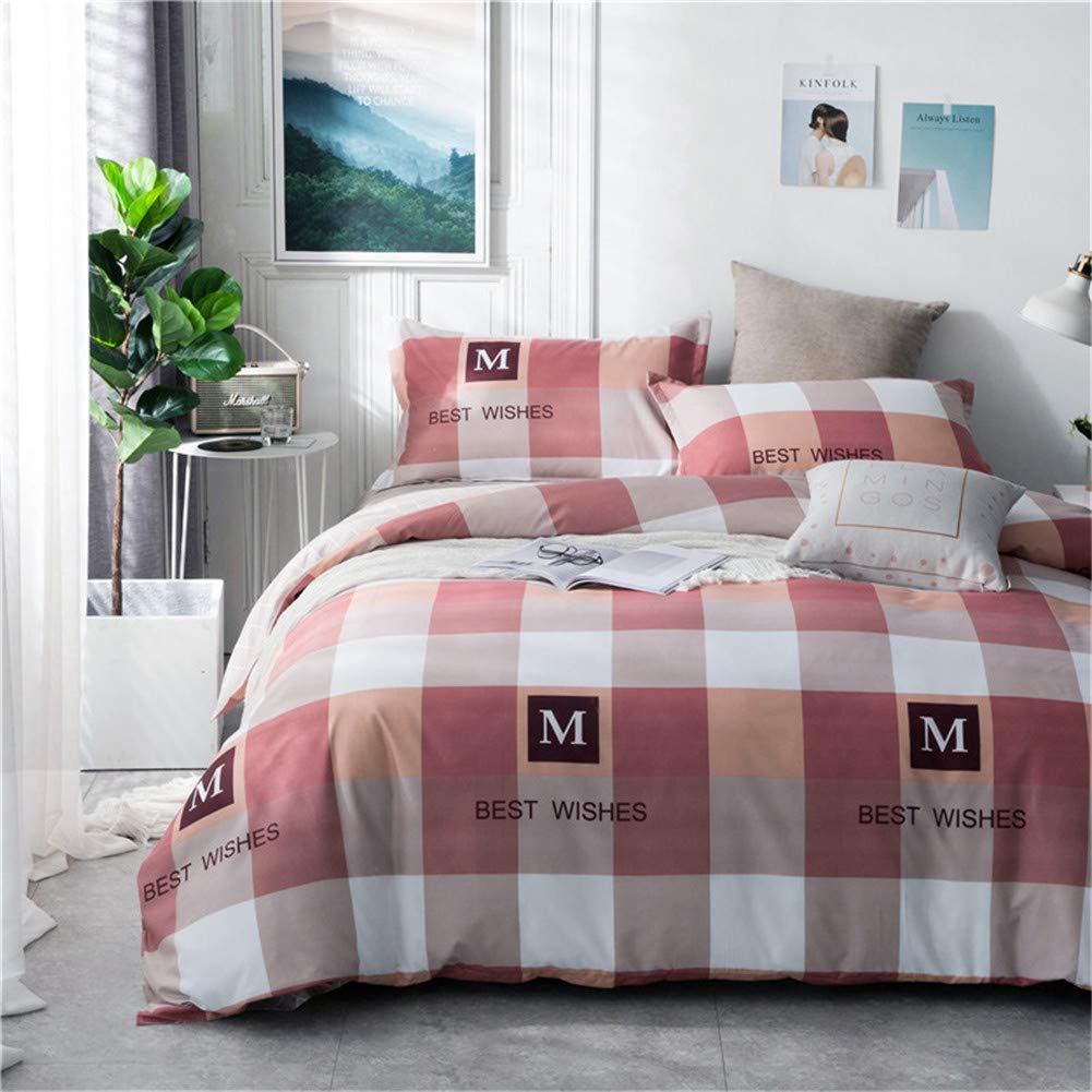 Ensemble de literie 4 pièces DOTBUY parure de lit 220x240cm housse de couette imprimée rose