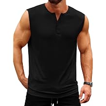UNCLECAT Mens Tank Tops | Summer Sleeveless Workout Muscle Henley Shirts Gym Slim Fit Tee