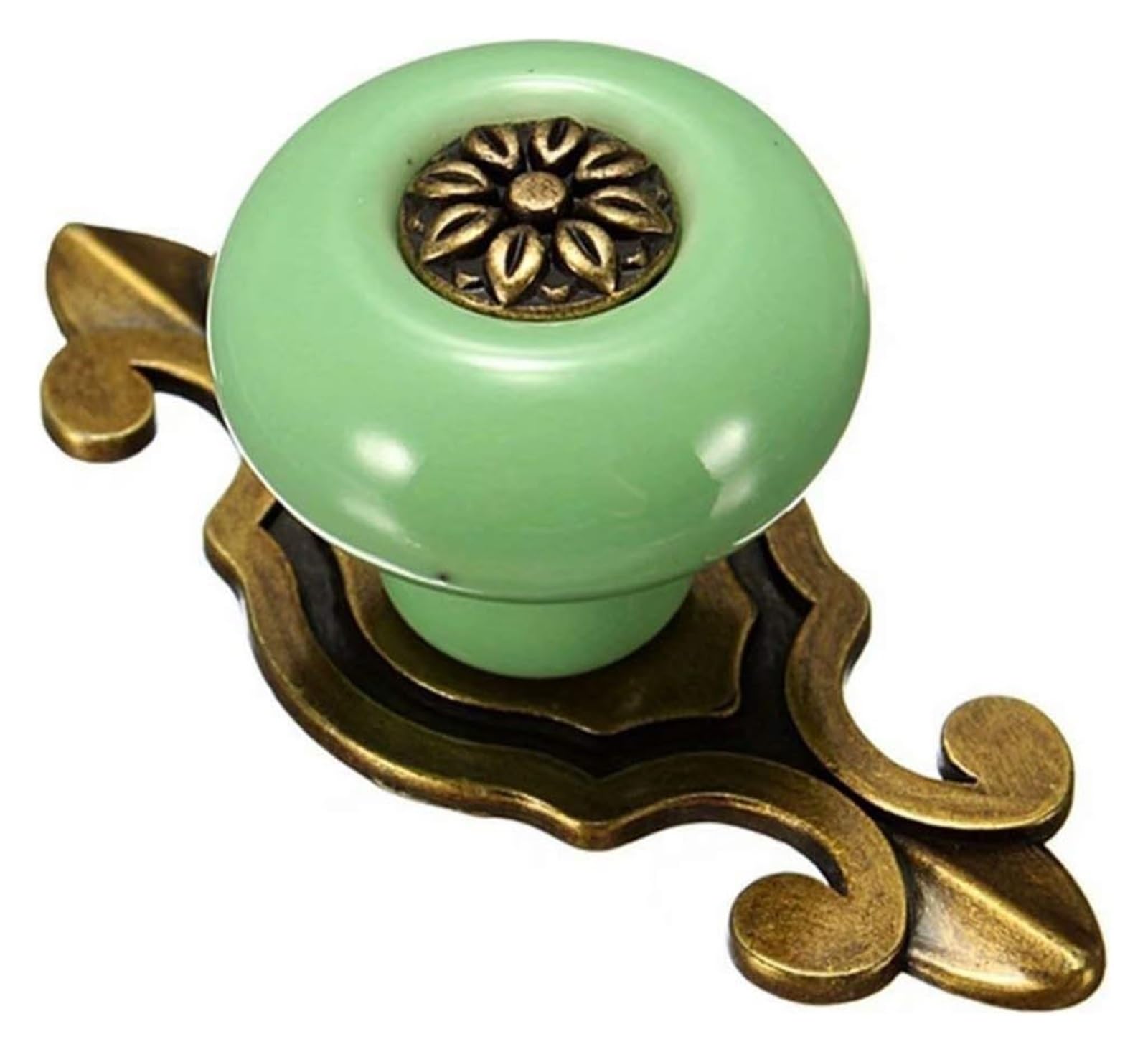 LQZAXSRDR Ceramic Cupboard Drawer Handle Knobs, Ceramic Door Knobs, and Zinc Alloy Cabinet Multicolor(Bronze-Green)