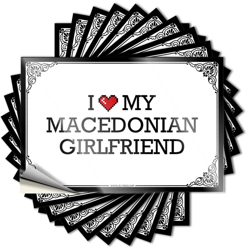 Fzfn Colour Decal Unique Home Decor Easy Apply | I Love My Macedonian Girlfriend Books Bottle Peel And Stick(8X12cm)