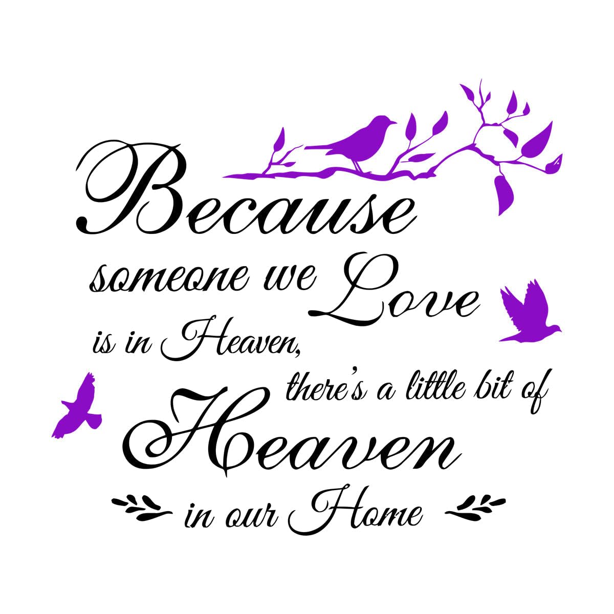Lzhouting Wall Stickers 4919 Wedding Because Someone We Love Is In Heaven Tree Wall Sticker Bedroom Living Room Family Love Bird Branch Wall Decal Extra Large - 73X81cm