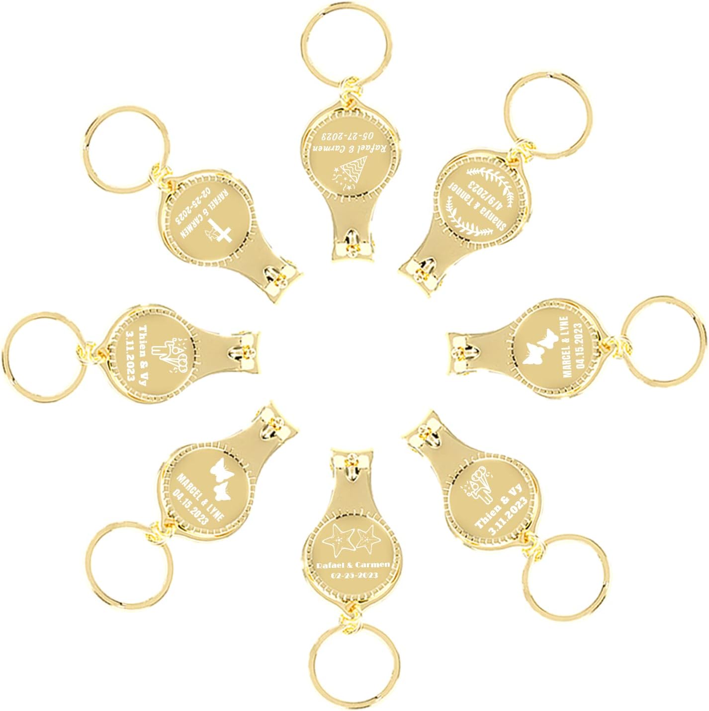 10pcs Personalized 4 in 1 Multi Function Bottle Opener, Nail Clipper, Wedding Favors Brewery, Private Customized, Gold, Multitool Gifts for Men
