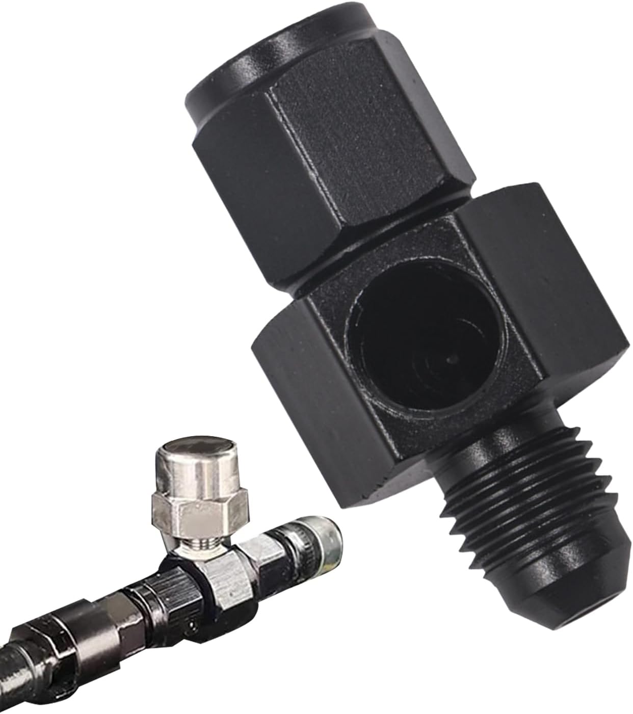 Female Pressure Hose Connector,Pressure Gauge Adapter, Filter Sensor Connector, With Fittings for 1/8NPT 4/6/8/10/12AN Gauge Port Hose