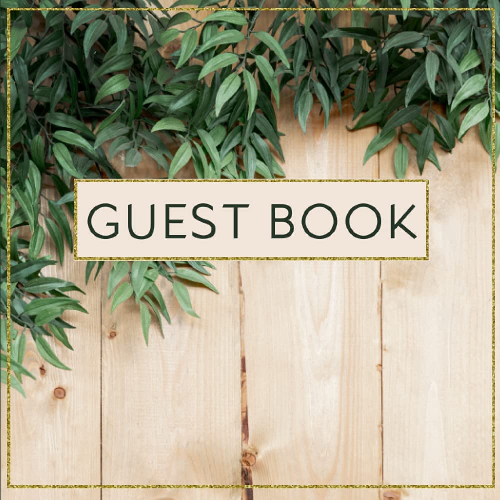 Guest Book: Visitors Book Holiday Home, Cabin Guestbook.. Comment to Sign In | Leaves on Wooden Background