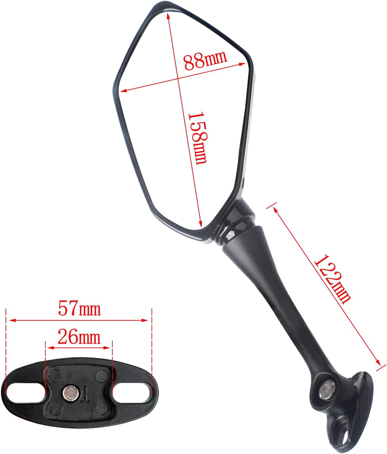 Minho LED Racing Rearview Mirrors black Motorcycle Convex Side Mirror with Turn Signal for Sport Bike Honda CBR600RR 2003-2011 CBR1000RR 2004-2007