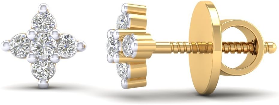 14K Yellow Gold Plated Round Cut AAA Cubic Zirconia Kite Shape Cluster Stud Earrings
