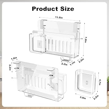 Clear Acrylic Desk Side Storage Organizer,With Pen Holder and Headset Hook
