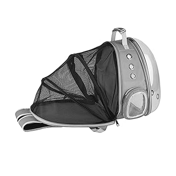Aswadh Expandable Cat Carrier Clear Bubble Backpack for Sightseeing Outdoor Gray