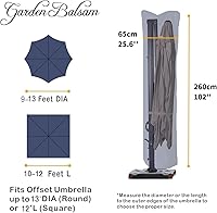 Vista 2 de Cubierta de paraguas de patio Garden Balsam para paraguas compensados de 9 a 13 pies, resistente al agua, voladizo curvado y poste recto, parasol