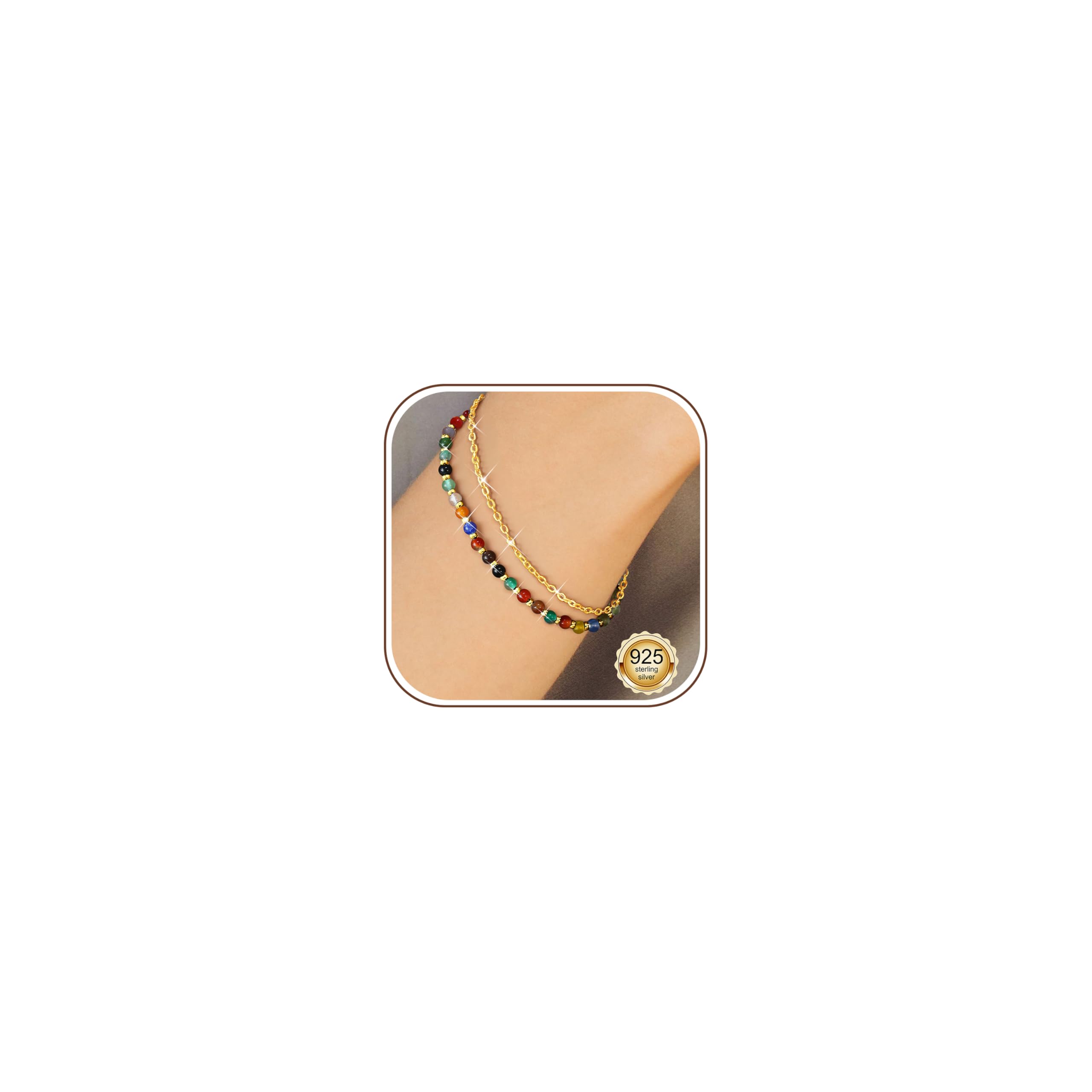 YCTTKDD Pulseras de cuentas para mujeres y niñas, pulsera con cierre de plata de ley 925, cuentas de piedra natural, pulsera de cristal, pulseras bohemias chapadas en oro ajustables, regalo de joyería