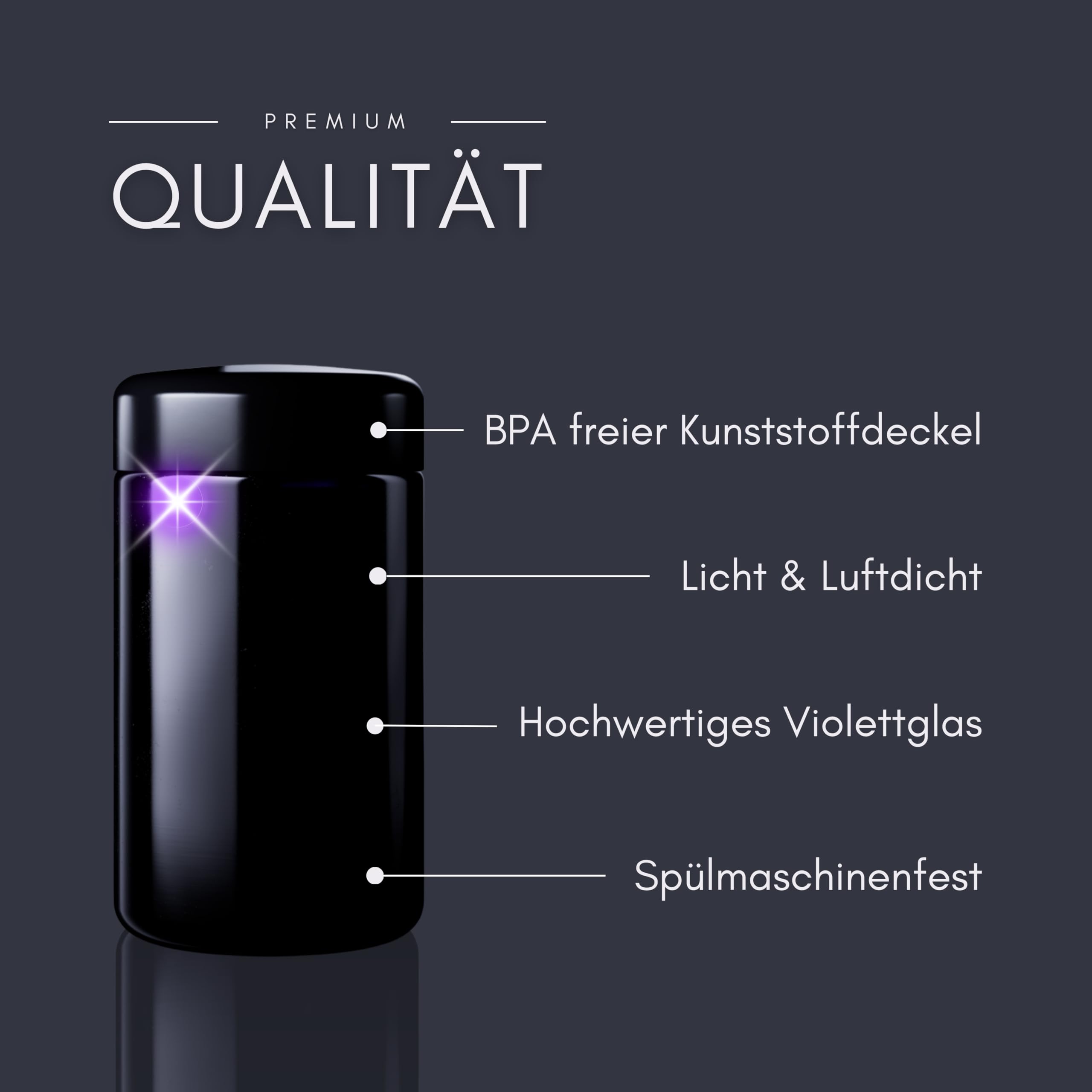 ANCEVIA edles Violettglas Vorratsglas 150 ml – 6er Set (53/400) Vorratsdose mit Deckel | Miron Aufbewahrungsgläser, Glasbehälter mit Deckel für z.B. Gewürze, Samen, Tee & Kräuter