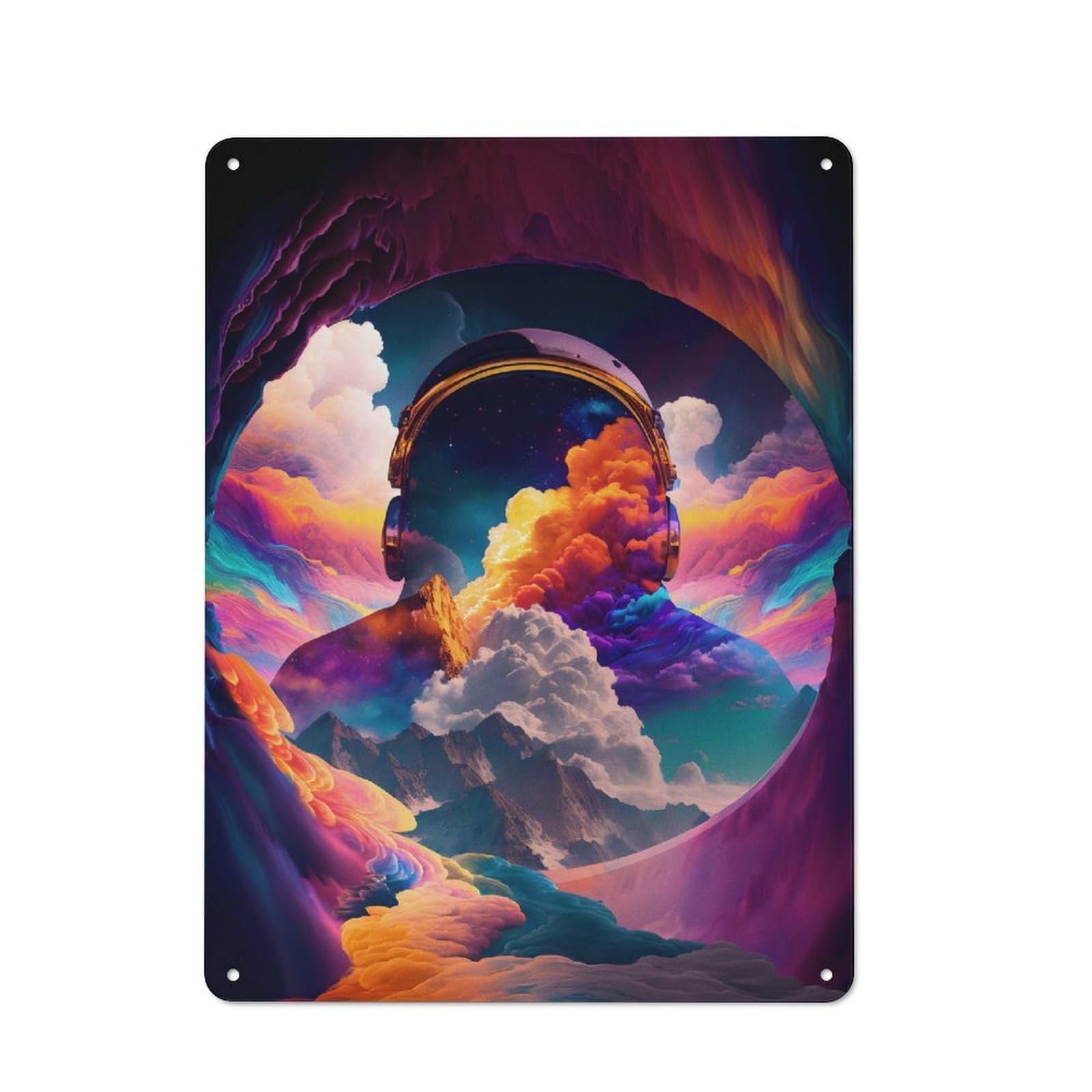 Junmoney Space Clouds Colorful Understated Office Metal Sign 40X30cm Featuring Studio Wall Plaque For Office, Study, Studio Or Hallway