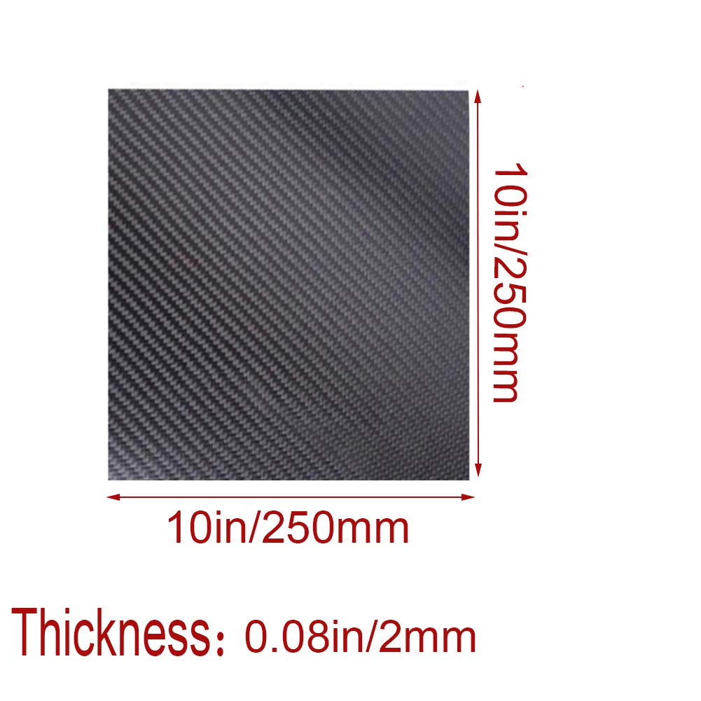 Karbon, Kohlefaserplatten, Plattenbrett, 3K-Platte, starres Laminat, Roboter, Drohnen, schneidbar, Twill, matt, 250 mm x 250 mm(Thickness2mm)