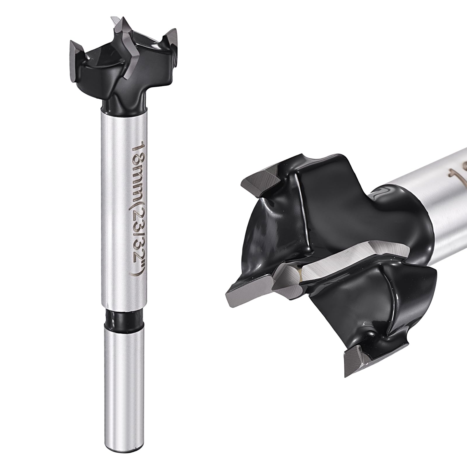 DTGN 18mm Forstner Drill Bit 23/32" 2 Flutes Tungsten Carbide Black 2Pack