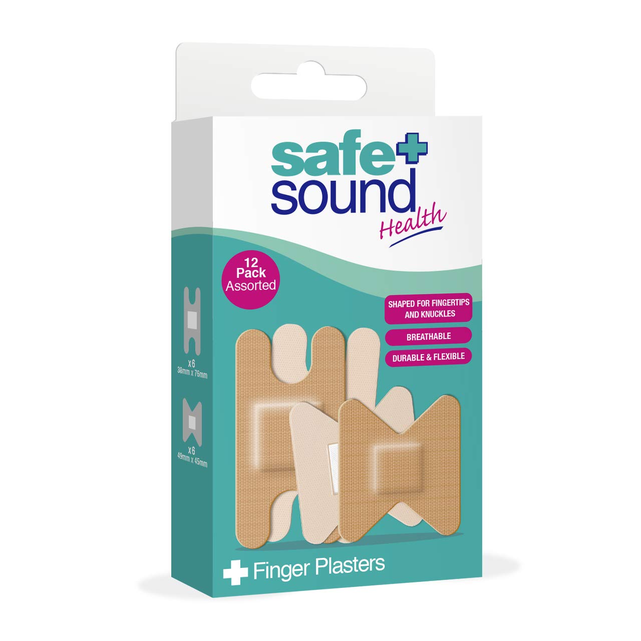 Safe and Sound Sterile Assorted Finger Plasters, Pack of 12